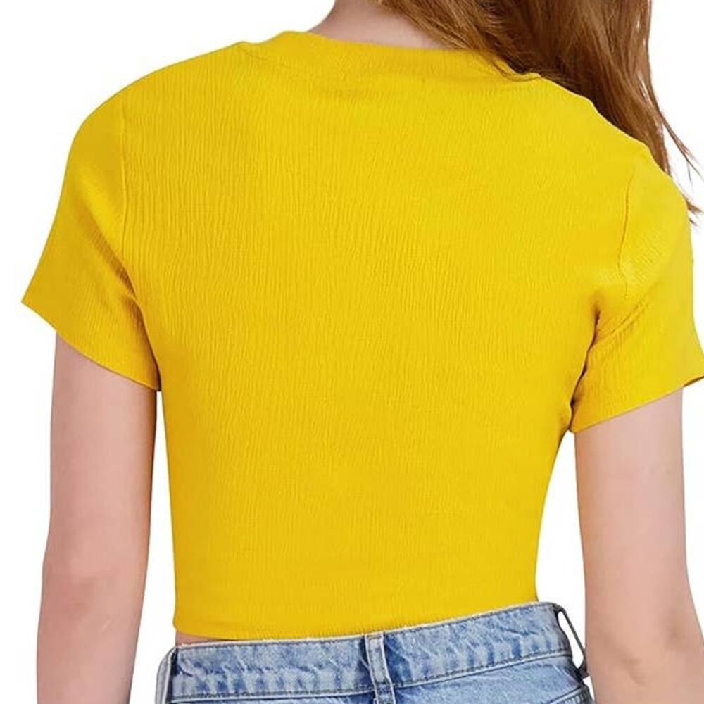 BCBGeneration Keyhole Drawstring Tie Crop Top Size Small - Picture 2 of 4